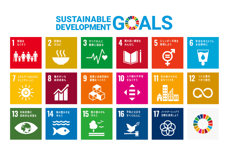「SUSTAINABLE DEVELOPMENT GOALS」SDGsの17のゴール一覧